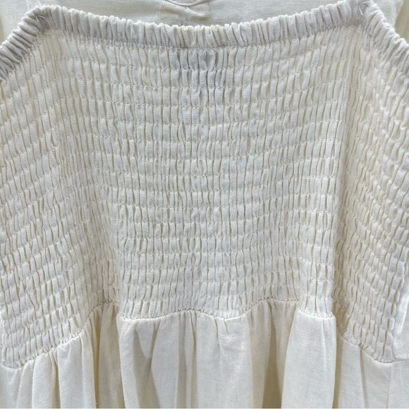 J for Justify Linen Cream Smocked Cami Midi Dress Size Medium - Picture 5 of 12